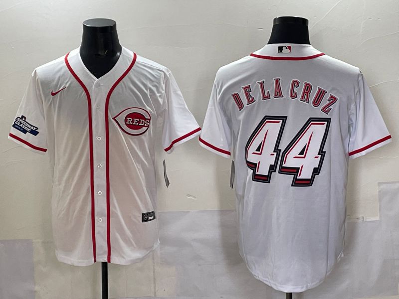 Men 2025 Cincinnati Reds #44 Delacruz White Joint Name Nike MLB Jersey style 05